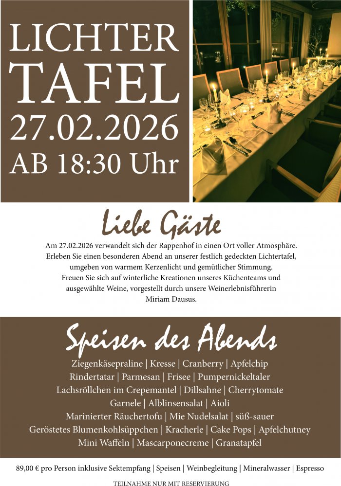 Lichtertafel Rappenhof Veranstaltung Raum Heilbronn